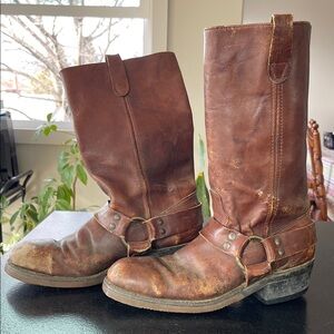 Men's Brown Leather Harness Boots